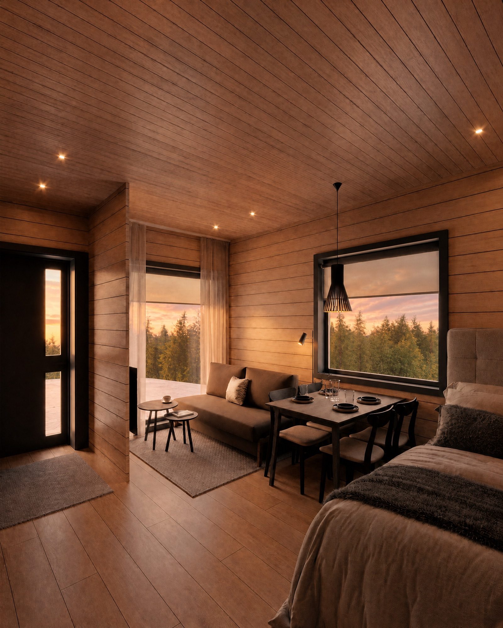 Naali — hoekwoonkamer in avondlicht (artist's impression)