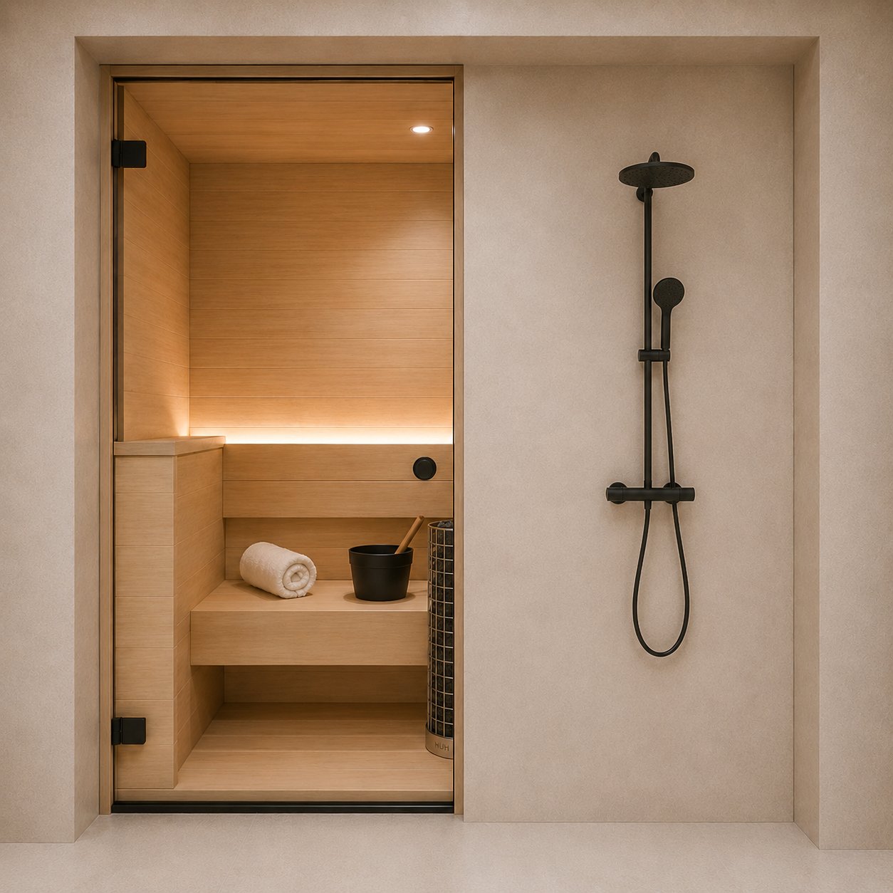 Privésauna met inloopdouche — artist's impression
